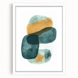 Modern Dining Room Art – Teal & Gold Abstract Dining Room Wall Art