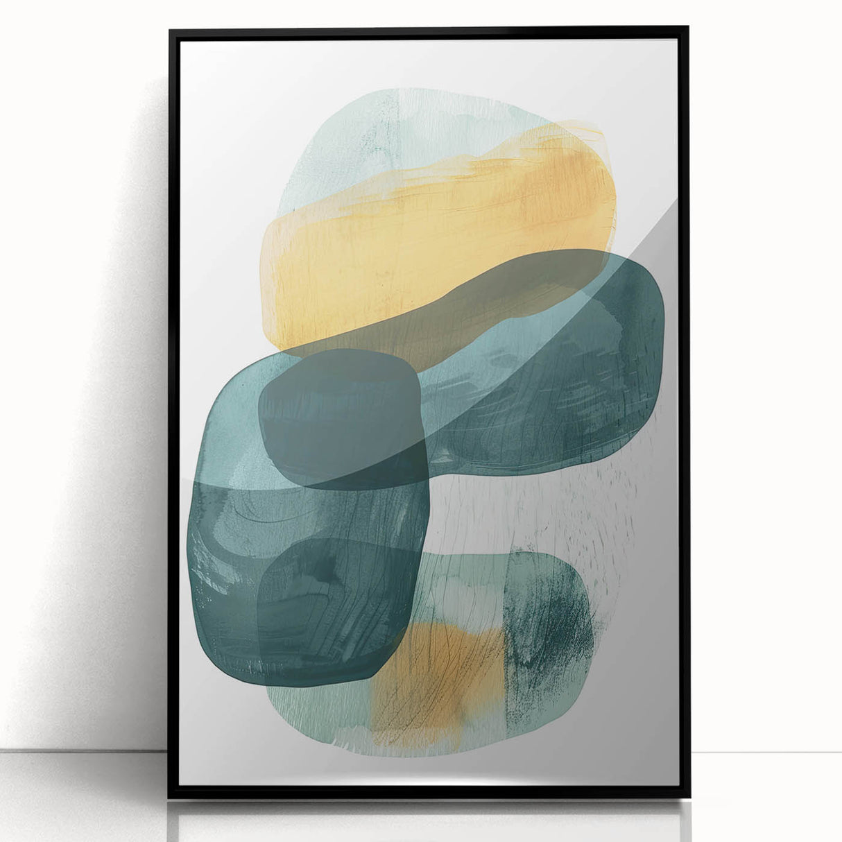 Modern Dining Room Art – Teal & Gold Abstract Dining Room Wall Art