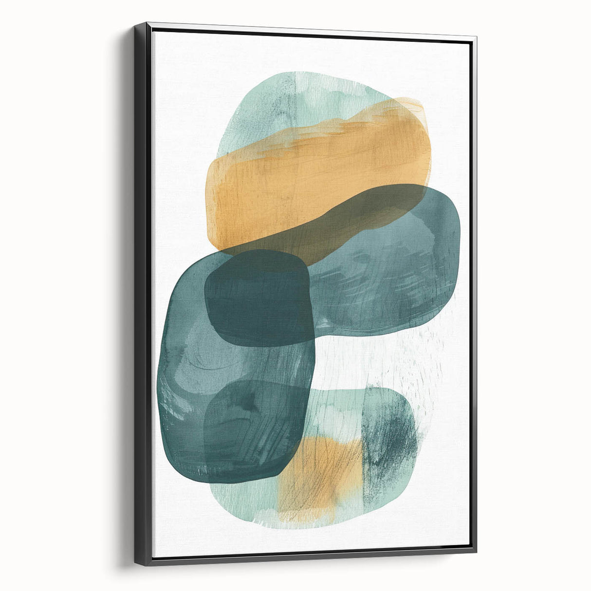 Modern Dining Room Art – Teal & Gold Abstract Dining Room Wall Art