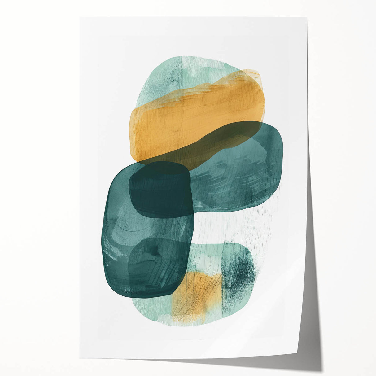 Modern Dining Room Art – Teal & Gold Abstract Dining Room Wall Art
