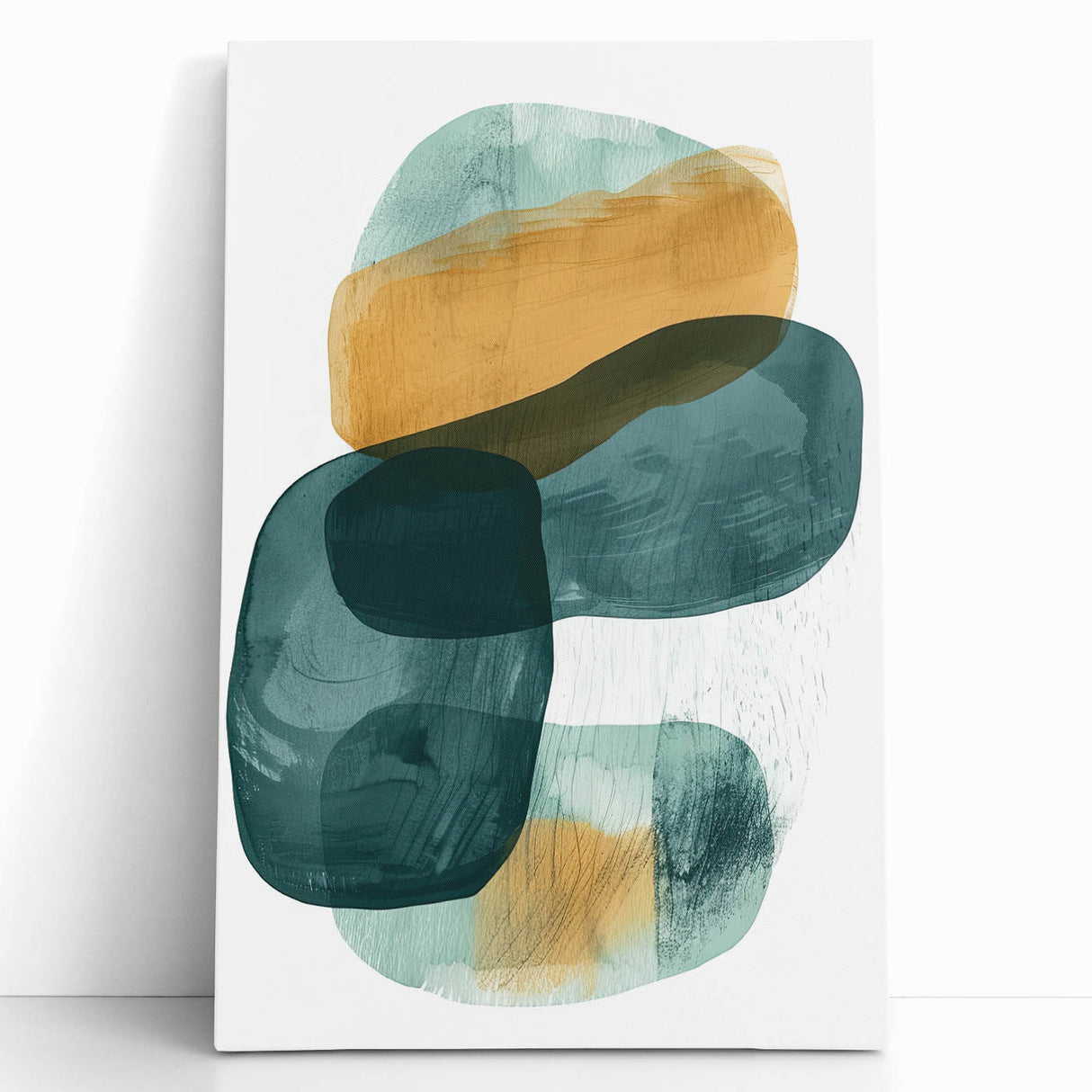 Modern Dining Room Art – Teal & Gold Abstract Dining Room Wall Art