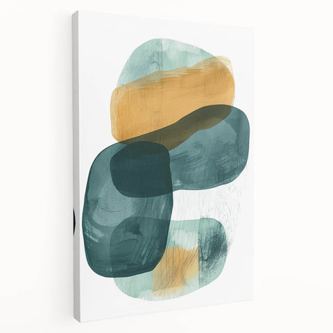 Modern Dining Room Art – Teal & Gold Abstract Dining Room Wall Art