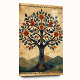 Abstract floral wall art displayed in a sleek acrylic glass frame, showcasing vibrant colors and intricate designs, perfect for modern home decor. The side view highlights the depth and elegance of the artwork, emphasizing its contemporary aesthetic.