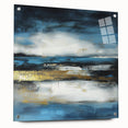 Abstract Fluid Canvas Art – Sky Blue, Gold, and Navy Expression