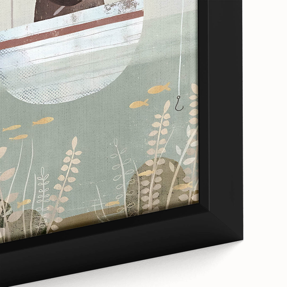Kids Room Art Prints – Cozy Bear Fishing Illustration for Nursery