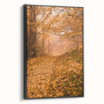 Black and white framed canvas depicting a vintage-style landscape painting, ideal for bedroom wall decor.