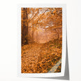 Extra large rolled print featuring autumnal floral motifs in earthy orange and brown tones.