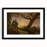 Romanticism Art - Two Men Contemplating the Moon - Classic Nightscape