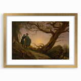 Romanticism Art - Two Men Contemplating the Moon - Classic Nightscape