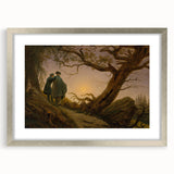 Romanticism Art - Two Men Contemplating the Moon - Classic Nightscape