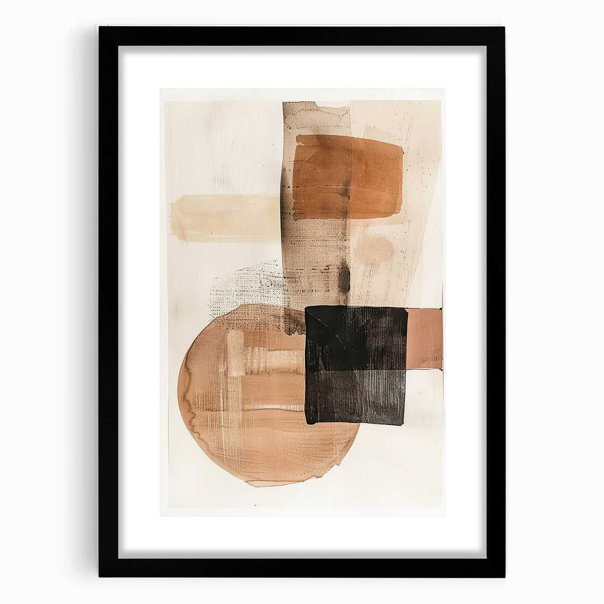 Modern Dining Room Wall Art – Beige & Brown Abstract Canvas Print
