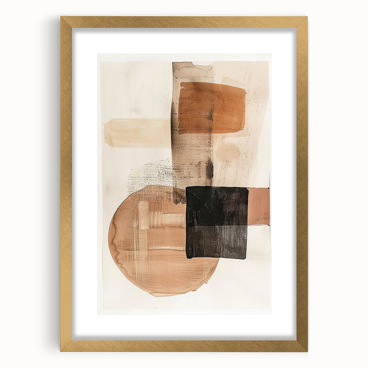 Modern Dining Room Wall Art – Beige & Brown Abstract Canvas Print