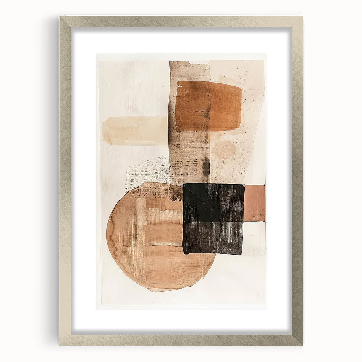 Modern Dining Room Wall Art – Beige & Brown Abstract Canvas Print