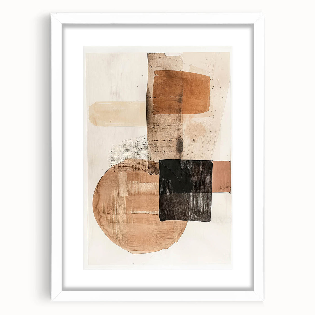 Modern Dining Room Wall Art – Beige & Brown Abstract Canvas Print