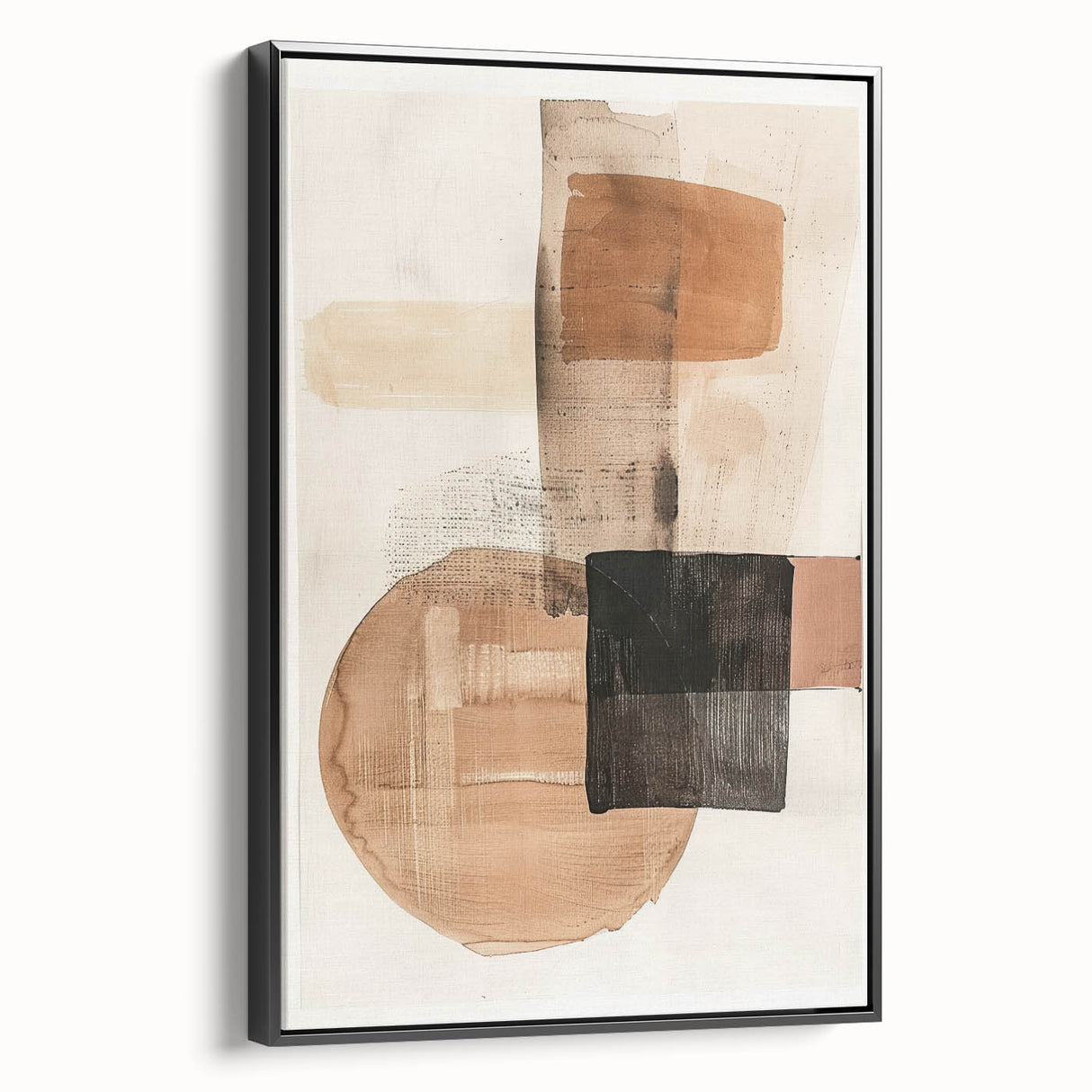 Modern Dining Room Wall Art – Beige & Brown Abstract Canvas Print