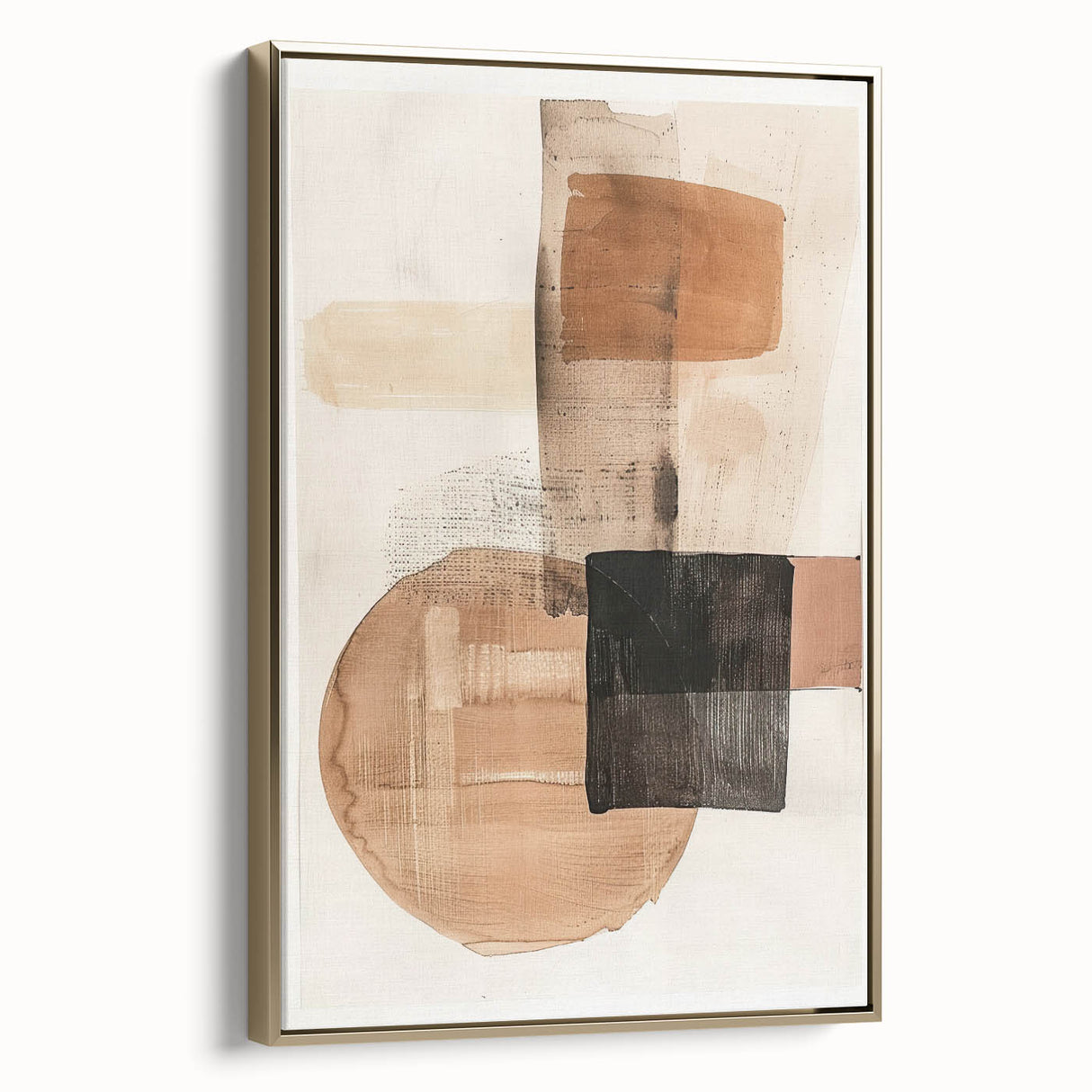 Modern Dining Room Wall Art – Beige & Brown Abstract Canvas Print