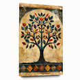 Abstract floral wall art displayed in a side view, showcasing vibrant colors and intricate designs on acrylic glass, elegantly pinned to a wall for a modern aesthetic.