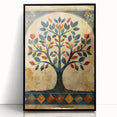 Framed abstract floral wall art in vibrant colors showcases intricate designs with a black frame, perfect for modern home decor. Ideal for enhancing living spaces.