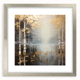 Abstract landscape wall art framed with a silver mat, showcasing vibrant colors and fluid shapes, perfect for modern home decor. Ideal for adding a touch of elegance to any room.