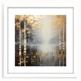 Abstract landscape wall art framed in white with a mat, showcasing vibrant colors and organic shapes, perfect for modern home decor or office settings.
