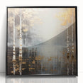 Framed abstract landscape wall art with vibrant colors and intricate designs, featuring a sleek black frame, perfect for modern home decor.