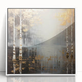 Framed abstract landscape wall art with a white border, showcasing vibrant colors and dynamic patterns, perfect for modern home decor accentuating artistic flair.
