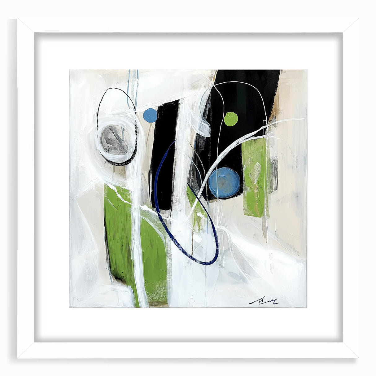Minimalist Abstract Wall Art – Green, Black, and Blue Geometry