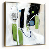 Minimalist Abstract Wall Art – Green, Black, and Blue Geometry