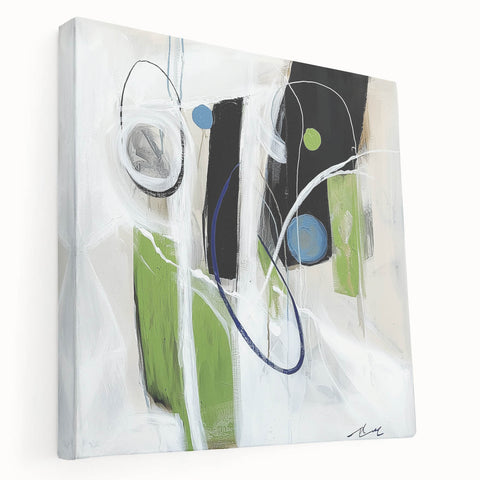 Minimalist Abstract Wall Art – Green, Black, and Blue Geometry
