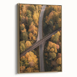 Framed canvas artwork showcasing a stunning landscape bridge scene, highlighted by rich gold accents. The piece features intricate details and a side view perspective, perfect for home decor enthusiasts looking to enhance their space with elegant art.