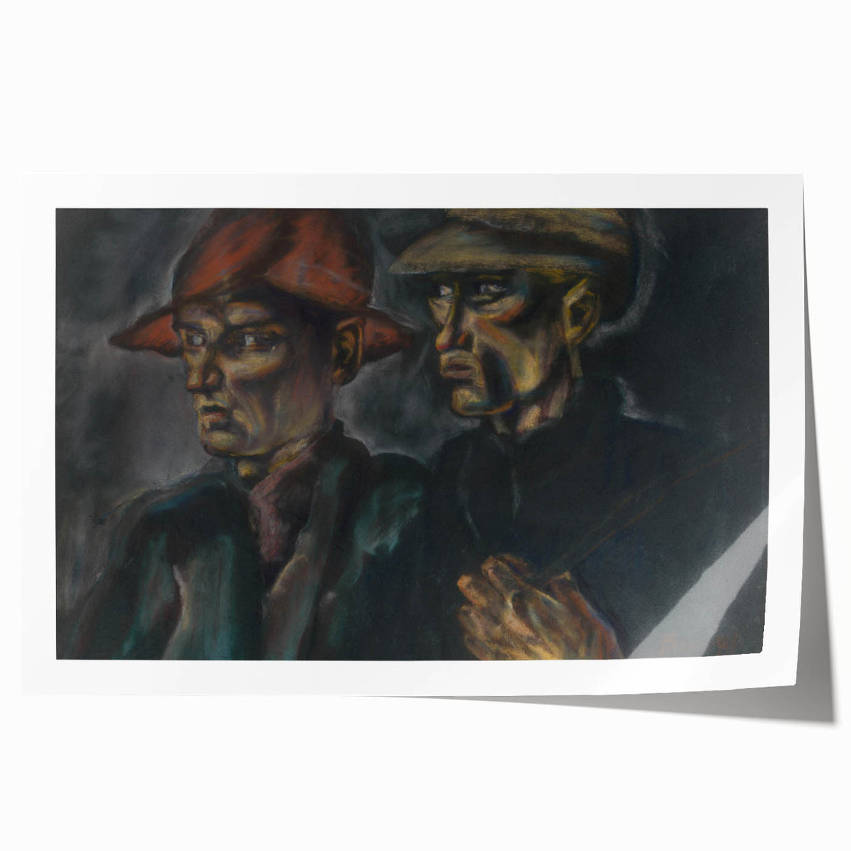 Realism Art Prints - Tramps by Konštantín Bauer Dark Expressive Portrait