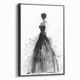 Abstract figurative framed canvas artwork showcasing dynamic shapes and bold colors in a modern aesthetic, set against a sleek black frame, ideal for contemporary decor.