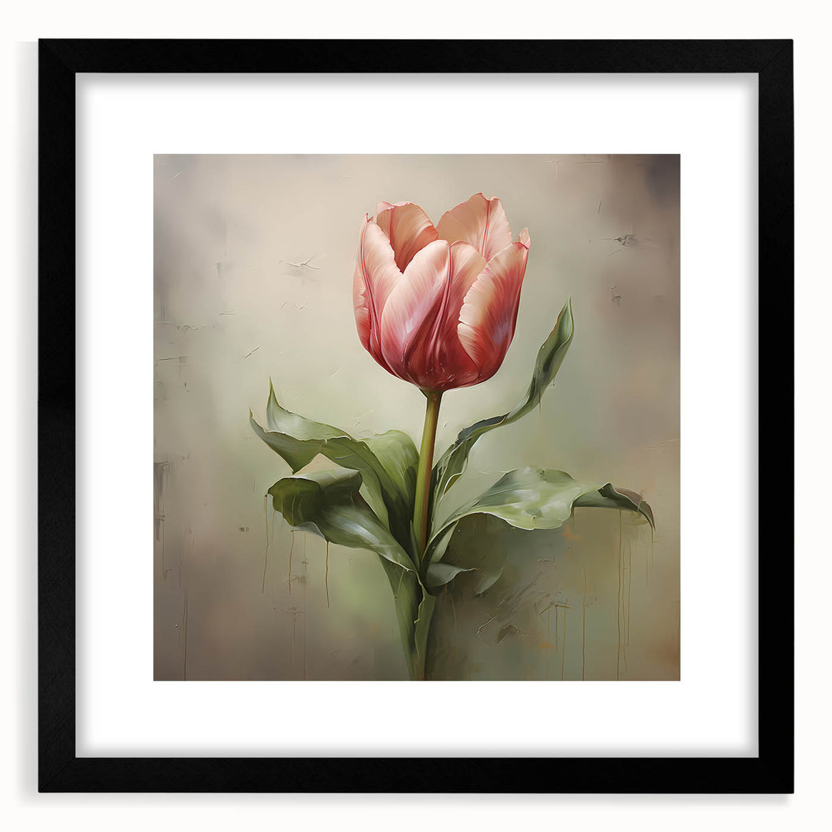 Abstract floral wall art framed in black, featuring vibrant colors and intricate patterns. This modern decor piece adds elegance to any interior space.