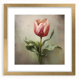 Elegant abstract floral wall art framed in gold with a white mat, showcasing vibrant colors and intricate details, perfect for modern home decor.
