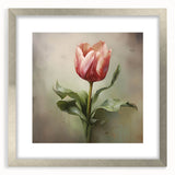 Abstract floral wall art framed with a silver mat, showcasing vibrant colors and intricate designs, ideal for modern home decor or office spaces.