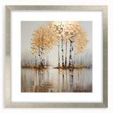 Abstract landscape wall art framed in silver with a white mat, showcasing vibrant colors and a modern design. Ideal for contemporary home decor, adding artistic flair.