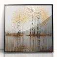 Framed abstract landscape wall art featuring vibrant colors and intricate patterns, set in a sleek black frame, ideal for modern home decor or office spaces.