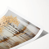 Abstract landscape wall art print showcasing vibrant colors and flowing shapes, rolled and ready for framing. Perfect for modern home decor and artistic expression.