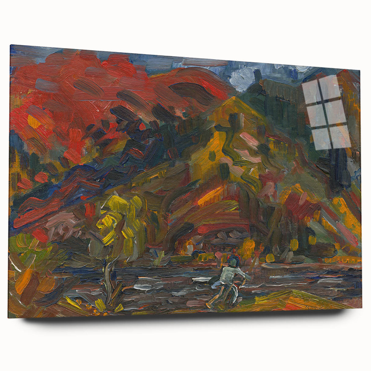 Man on the River Bank - Vibrant Expressionist Landscape Wall Art