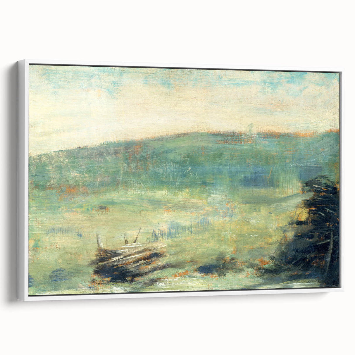 Landscape at Saint-Ouen by Seurat: Soft Impressionist Landscape Wall Art