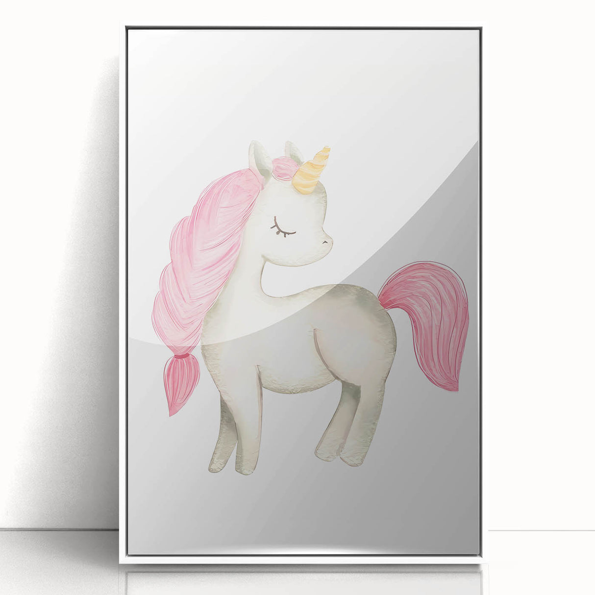 Nursery Wall Art – Elegant Pink Unicorn Illustration for Kids