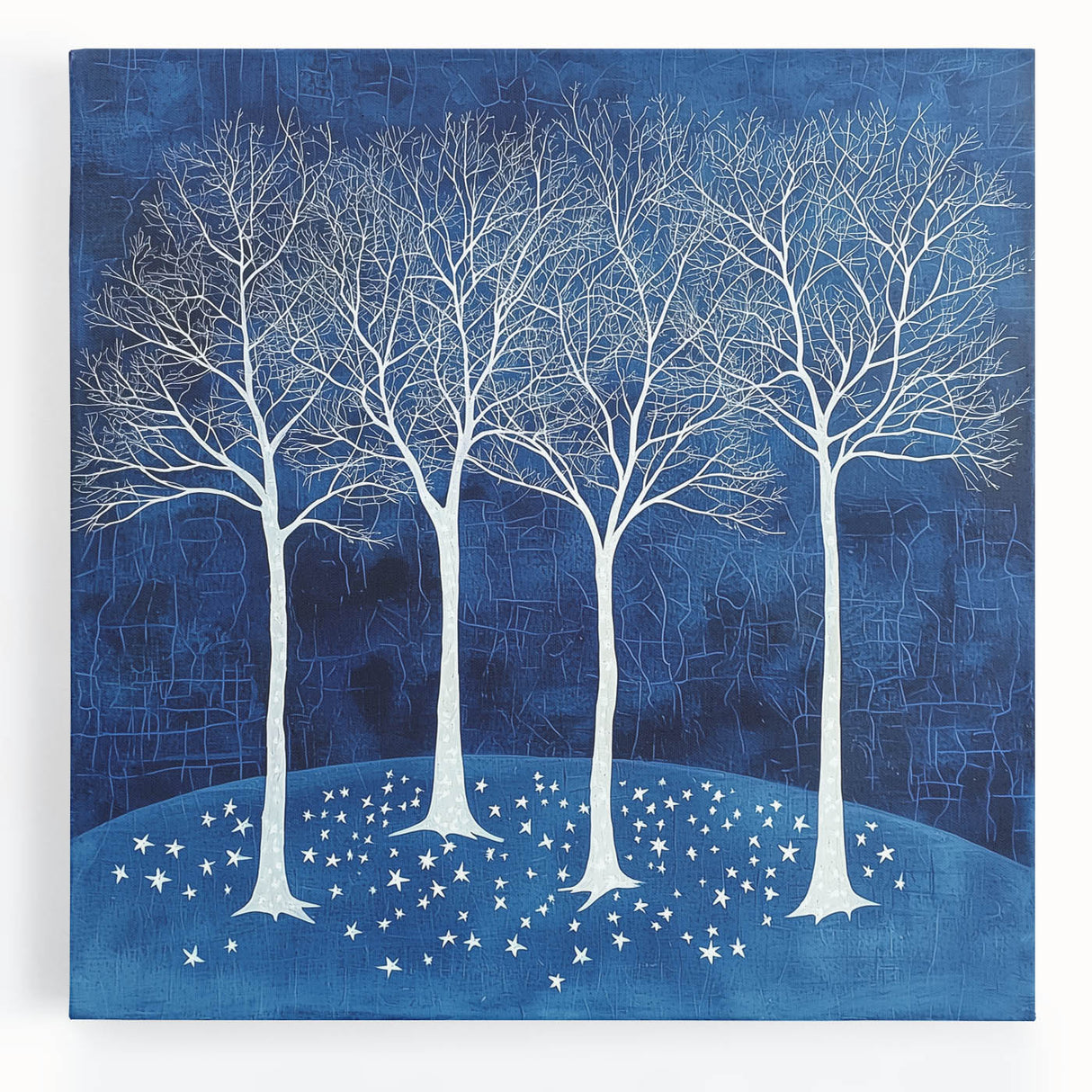 Acrylic Dining Room Artwork – Blue & White Tree Canvas Print