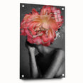Abstract figurative acrylic artwork displayed from the side, featuring vibrant colors and intricate details, secured with pins for an artistic presentation.