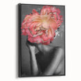 Abstract figurative framed canvas artwork showcasing a dynamic black design, viewed from the side, perfect for modern home decor and artistic expression.