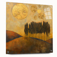 Abstract landscape wall art displayed in a sleek acrylic frame, side view showcasing vibrant colors and modern design elements, perfect for contemporary decor.