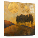 Abstract landscape art print in vibrant colors displayed in a sleek acrylic frame, showcasing a modern design ideal for contemporary home decor.