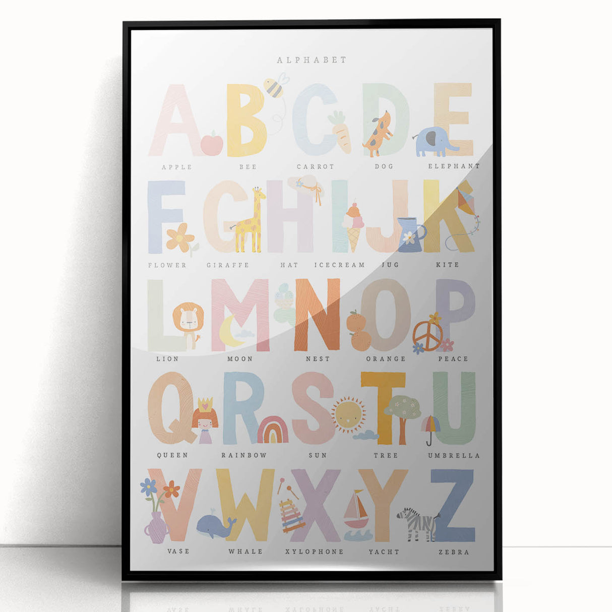 Educational Nursery Wall Decor - Colorful Alphabet Learning Print