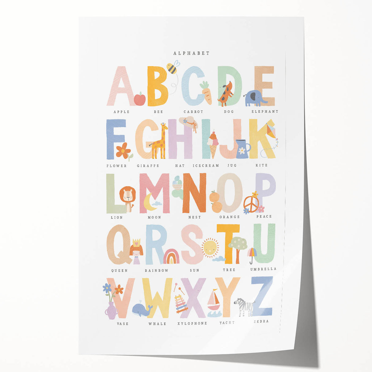 Educational Nursery Wall Decor - Colorful Alphabet Learning Print