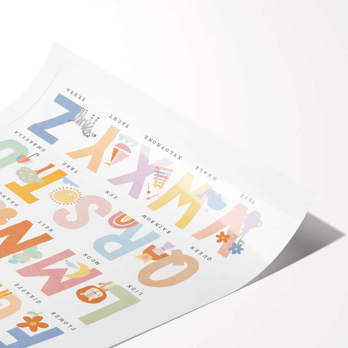 Educational Nursery Wall Decor - Colorful Alphabet Learning Print