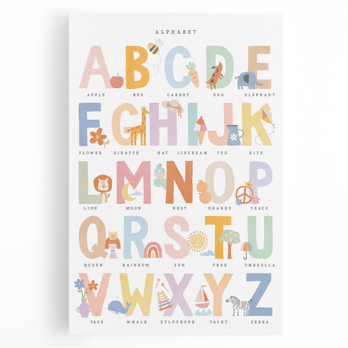 Educational Nursery Wall Decor - Colorful Alphabet Learning Print